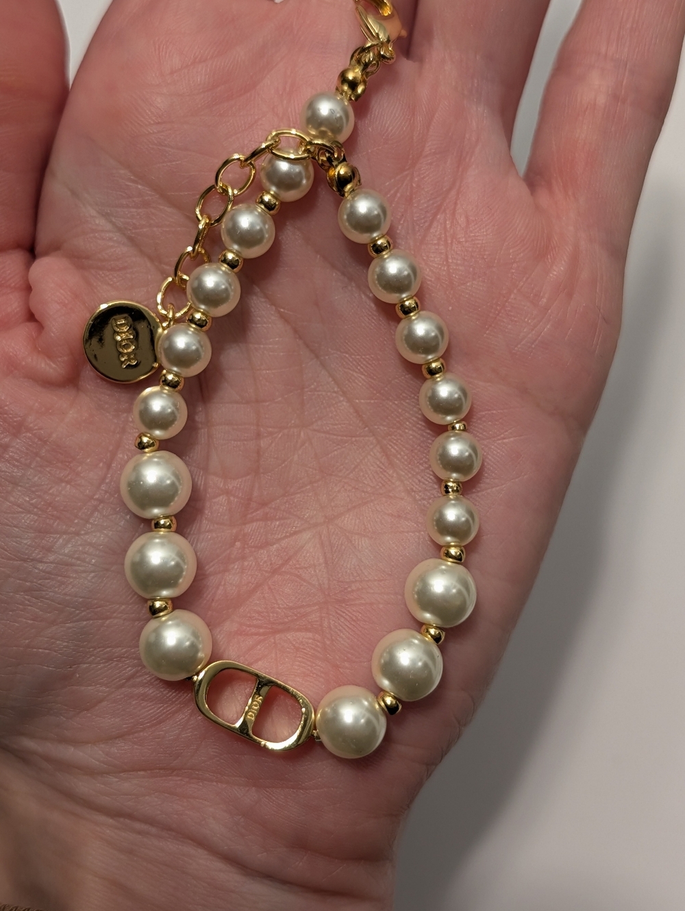 Authentic Christian Dior Pearl & Gold Bead Bracelet - Picture 2 of 4